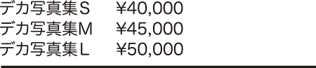 デカ写真集S\40,000/デカ写真集M\45,000/デカ写真集L\50,000