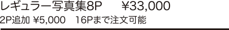 レギュラー写真集8P\33,000/2P追加\5,000(16Pまで注文可能)