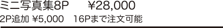 ミニ写真集8P\28,000/2P追加\5,000(16Pまで注文可能)